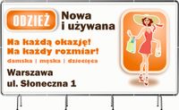 BANER REKLAMOWY OCZKOWANY 200x100cm projekt w cenie ODZIEŻ NOWA UŻYWANA
