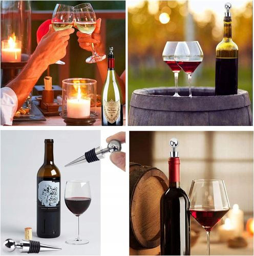 ZESTAW AKCESORIA DO WINA 4w1 NA PREZENT KORKOCIĄG KOREK PIERŚCIEŃ NALEWAK na Arena.pl
