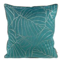 POSZEWKA WELUR VELVET PALMY 45X45 TURKUSOWA