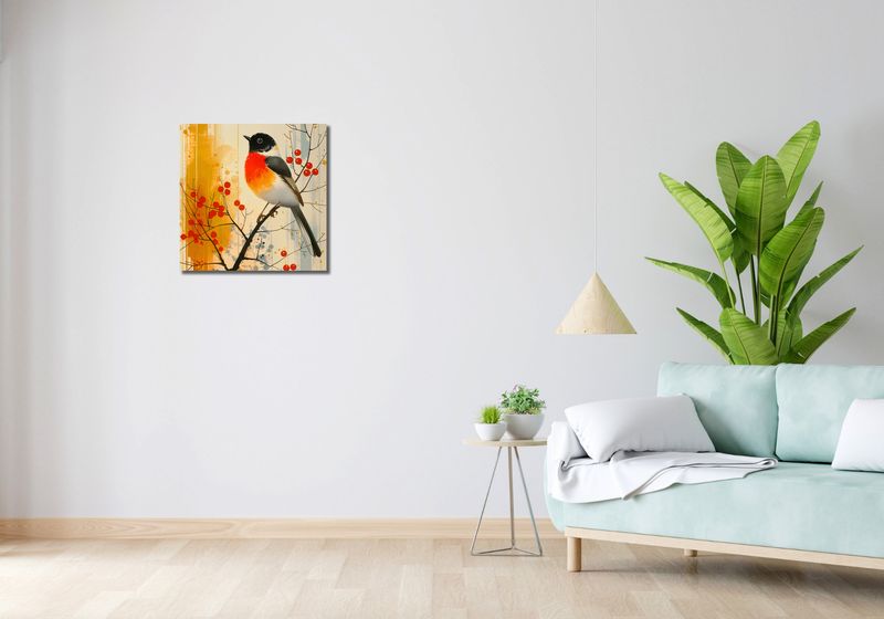 Obraz 50x50cm Jesienny Rudzik zdjęcie 2