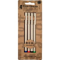 ECO cienkopisy 4 kolory; niebieski, czerwony, zielony, czarny, korpusy wykonane ze słomy