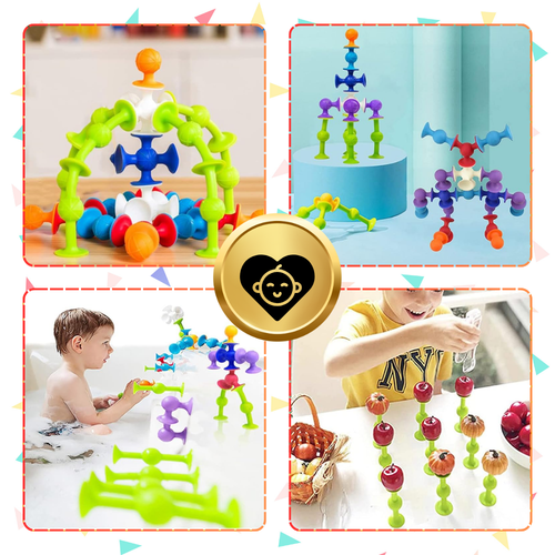 silikonowe klocki konstrukcyjne z przyssawkami 48 el dla dzieci edukacyjne na Arena.pl