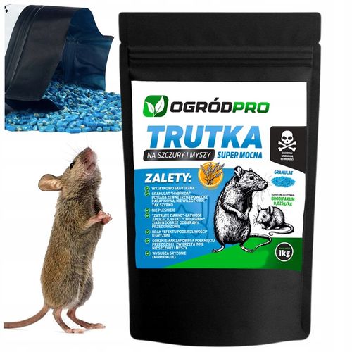 TRUTKA NA SZCZURY I MYSZY GRYZONIE GRANULAT BRODIFAKUM 1KG BARDZO na Arena.pl