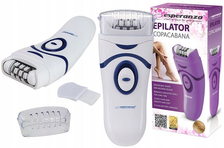 DEPILATOR ESPERANZA COPACABANA BATERYJNY Z 16 PĘSETAMI 2 PRĘDKOŚCI +NASADKA zdjęcie 1