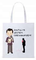 Dla Dziennikarza Prezent Torba Eco Biała Shopper Z Nadrukiem Ze Zdjęciem