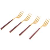 Widelczyki deserowe złote 4 szt 16 cm fioletowe