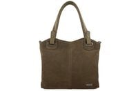 Duża elegancka torebka z naturalnej skóry i zamszu - Beżowa