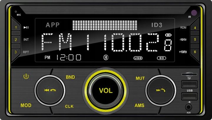 RADIO SAMOCHODOWE 2-DIN BLUETOOTH USB SD RDS LCD RGB MIKROFON PILOT zdjęcie 6