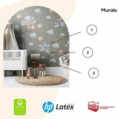 Naklejki Dziecięce Zwierzęta Misie Żyrafy Balony Chmury ZESTAW 120cm x 60cm na Arena.pl