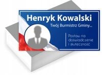 Wizytówki wyborcze PROJEKT GRATIS 100 sztuk WYBORY NA BURMISTRZA GMINY