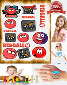 Duży Zestaw Mega Tatuaży zmywalnych Red Ball