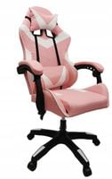 Fotel biurowy gamingowy obrotowy ekoskóra dla graczy różowy