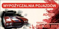 BANER OCZKOWANY reklamowy 100x50 cm różne wzory WYPOŻYCZALNIA POJAZDÓW LOGO
