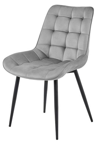 Krzesło welurowe srebrno szare BERA nogi czarne do kuchni jadalni x4 na Arena.pl