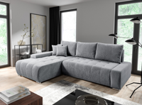 Szary Narożnik z Funkcją Spania 265x185 cm VERONA IT -Różne Kolory Sztruks