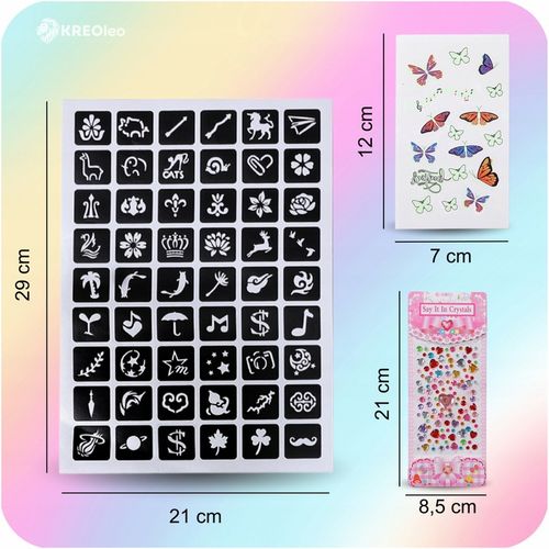 TATUAŻE BROKATOWE DUŻO SZABLONÓW + 48 KOLORÓW ZESTAW PREZENT DLA na Arena.pl