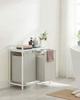 Kosz na Pranie Dwukomorowy Nowoczesny z Półką