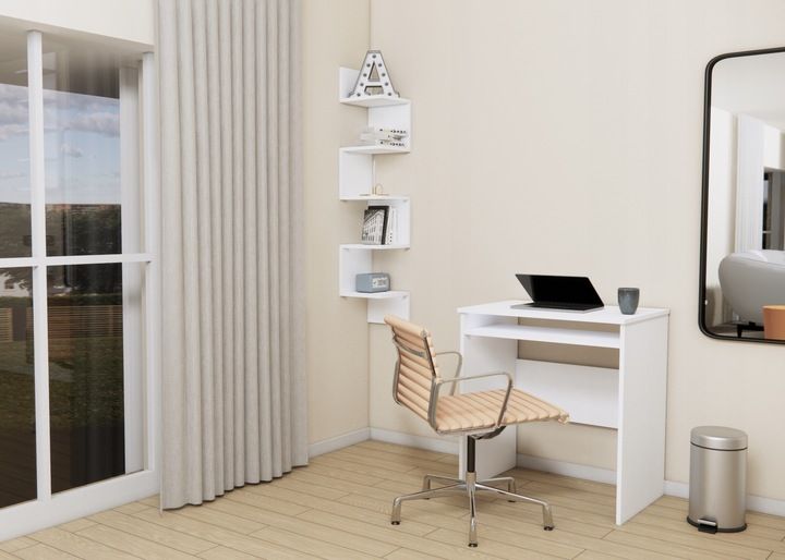 PÓŁKA NAROŻNA ŚCIENNA, BIAŁA WISZĄCA, MATOWA zdjęcie 6