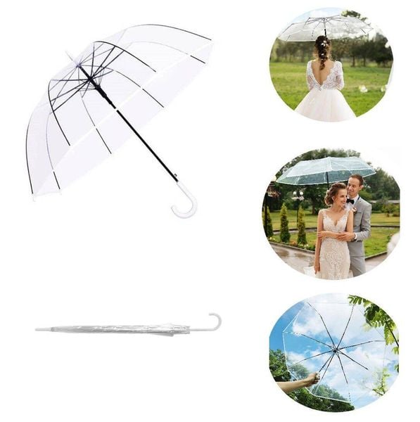 PARASOL PRZEZROCZYSTY DUŻY SKŁADANY PARASOLKA ŚLUBNA AUTOMAT zdjęcie 2