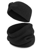 Komplet Damski OPASKA i KOMIN Ciepły Zestaw Zimowy PREMIUM Czarny