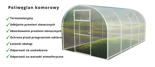 Szklarnia z poliwęglanu Tunel ogrodowy 2,4x4 m profile 20x20 poliwęglan 3mm. na Arena.pl