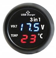 Woltomierz 12/24 termometr wewnętrzny ładowarka