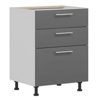 Tiffany T-20/D60S3 Szary połysk MDF szafka dolna, 3 szuflady, szybko