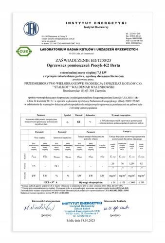 Piec koza piecyk szamotowy 17,5 cegieł stal 2 mm ATEST EKODESIGN na Arena.pl