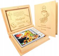 Pamiątka Komunii Świętej - Biblia Pismo Św Pudełko Imię Grawerowane GRATIS!