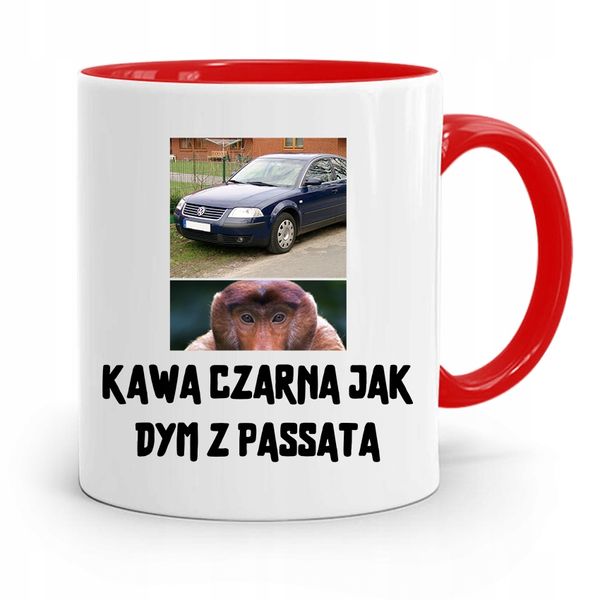 Kubek Czerwony Nosacz Janusz Kawa Czarna Jak Z Nadrukiem Ze Zdjęciem zdjęcie 1