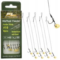 Haczyki Method Feeder na przyponie z gumką # 10