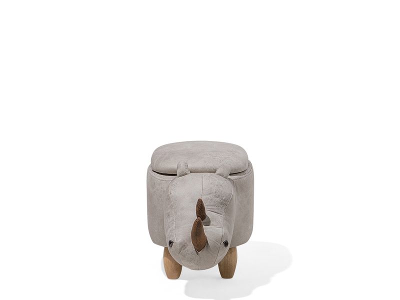 Pufa zwierzak ze schowkiem ekoskóra jasnoszara RHINO zdjęcie 4