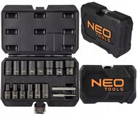 Nasadki 1/2", do uszkodzonych obrobionych śrub nakrętek zestaw 16szt. NEO