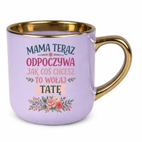 DZIEŃ MATKI Mama teraz odpoczywa - kubek elegancki na prezent Fioletowy