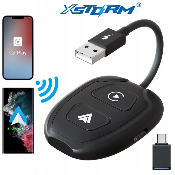 2 W 1 BEZPRZEWODOWY ANDROID AUTO i CARPLAY iPHONE ADAPTER WIFI BT zdjęcie 1