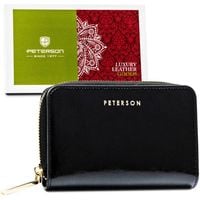 portfel skórzany czarny na zatrzask z rfid - peterson