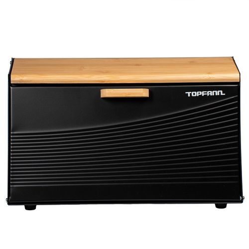 DUŻY CHLEBAK METALOWY Z DESKĄ POJEMNIK NA PIECZYWO CHLEB CZARNY BAMBUSOWY na Arena.pl