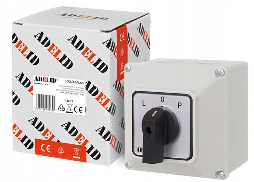 ŁĄCZNIK KRZYWKOWY L-0-P 40A 3P LEWO PRAWO W OBUDOWIE 110x110 3F IP65 na Arena.pl