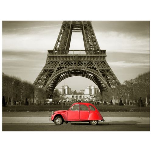 Obraz 40X30 Czerwone Auto Przed Wieżą Eiffla na Arena.pl