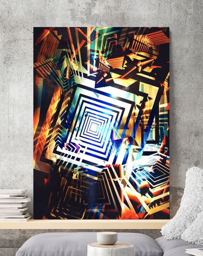 Plakat abstrakcja kwadraty 21x29,7 cm A4 na Arena.pl