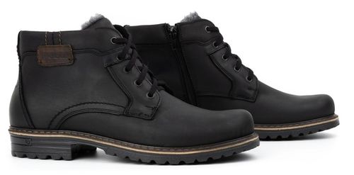 Buty zimowe męskie trzewiki skórzane na zamek POLSKIE J35S czarne 43 na Arena.pl