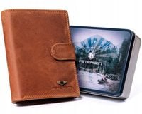 Skórzany portfel męski Peterson RFID STOP na karty dowód bilon