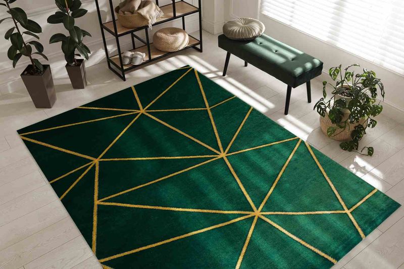 RUG/LU/ESTEMA/GEOMETRIC/BOTTLEGREEN+GOLD/80x150 zdjęcie 2