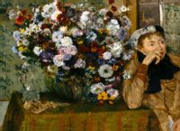 A Woman Seated beside a Vase of Flowers, Edgar Degas - plakat 84,1x59,4 cm
