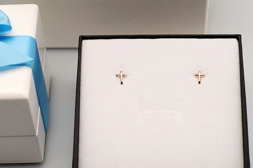 kolczyki krzyżyki na sztyfcie, srebro pozłacane | złote na Arena.pl