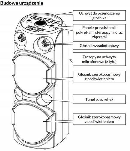 Moevi Duży głośnik 70 W przenośny, kolumna karaoke z mikrofonem, 63 cm na Arena.pl