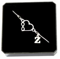 SREBRNA BRANSOLETKA DAMSKA Z SERCEM Z INFINITY + LITERKA *DO WYBORU