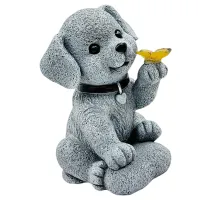 Lampa Lampka Solarna Ogrodowa Ozdobna Ozdoba Pies z Motylem Led Dekoracja