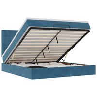 Rama łóżka otomana z materacami, niebieska, 180x200 cm, aksamit