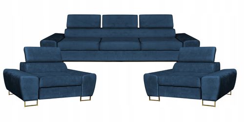 Zestaw mebli wypoczynkowych salon Bosso Sofa 3os fotele granat Family Meble na Arena.pl